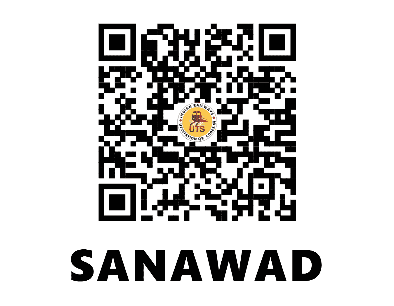 UTS QR Code for SANAWAD - SWD (WR - MADHYA PRADESH)